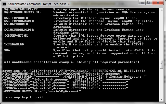 How to write setup command prompt